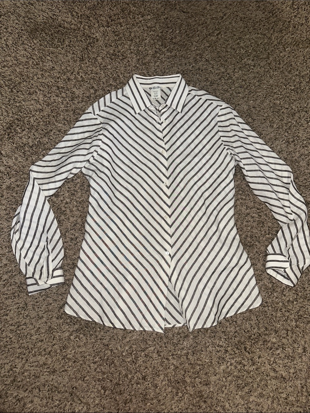 Loro Piana Directional Stripe, 100% Flax Women’s Button Up Shirt Size Medium